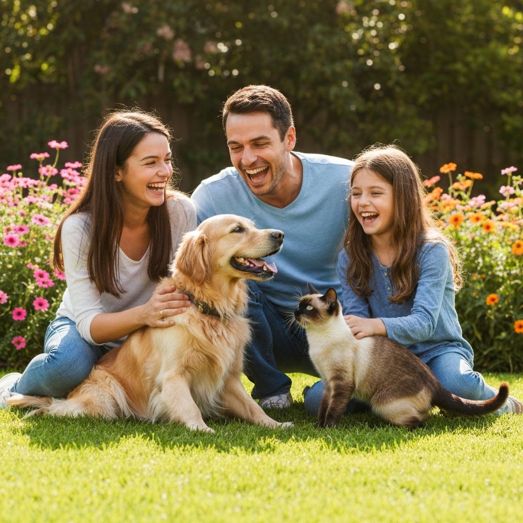 Happy pets with owners